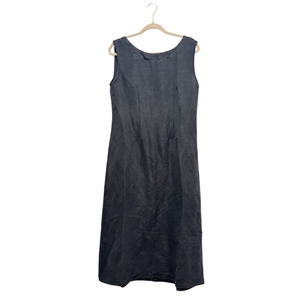 NWT Silk Linen Blend Lightweight Sleeveless Midi Maxi Dress Size L Black